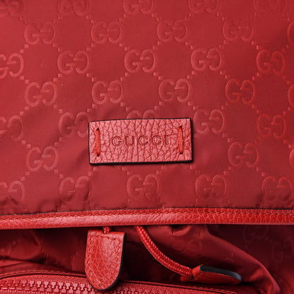 Gucci Nylon Monogram Dollar Calfskin Medium Light Double Buckle Backpack Vibrant Red 10 of 10