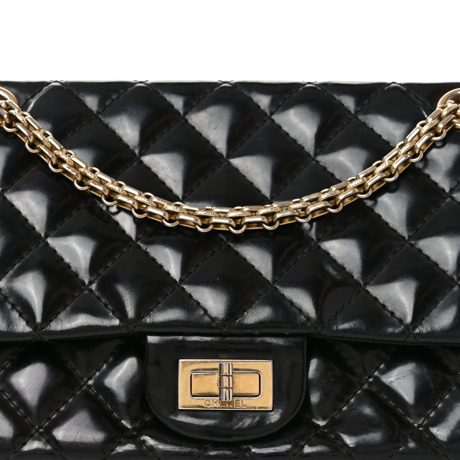 Chanel Patent Quilted Accordion Reissue 2.55 Flap Black 8 of 10