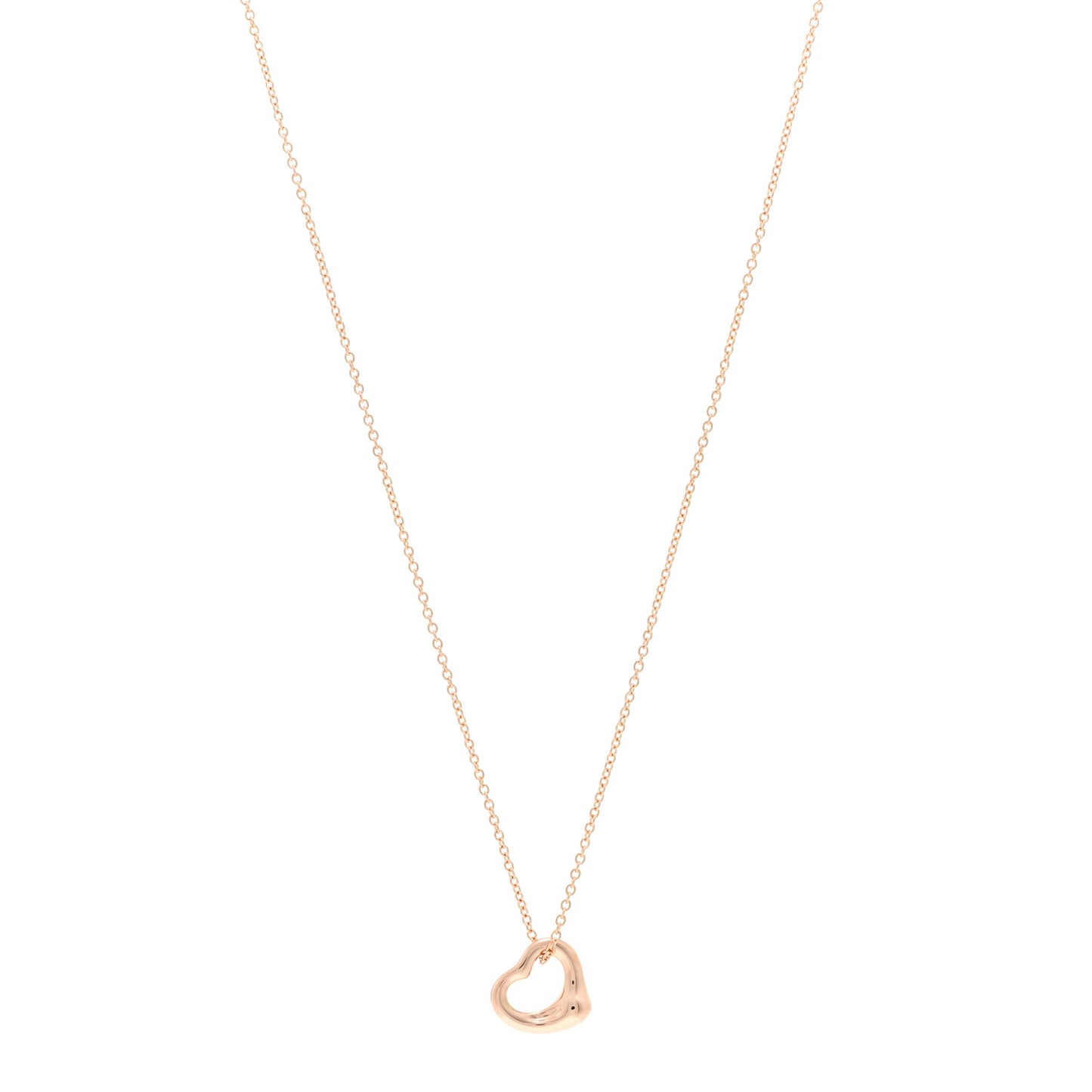 18K Rose Gold 11mm Elsa Peretti Open Heart Pendant Necklace