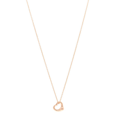 Tiffany 18K Rose Gold 11mm Elsa Peretti Open Heart Pendant Necklace 1 of 4