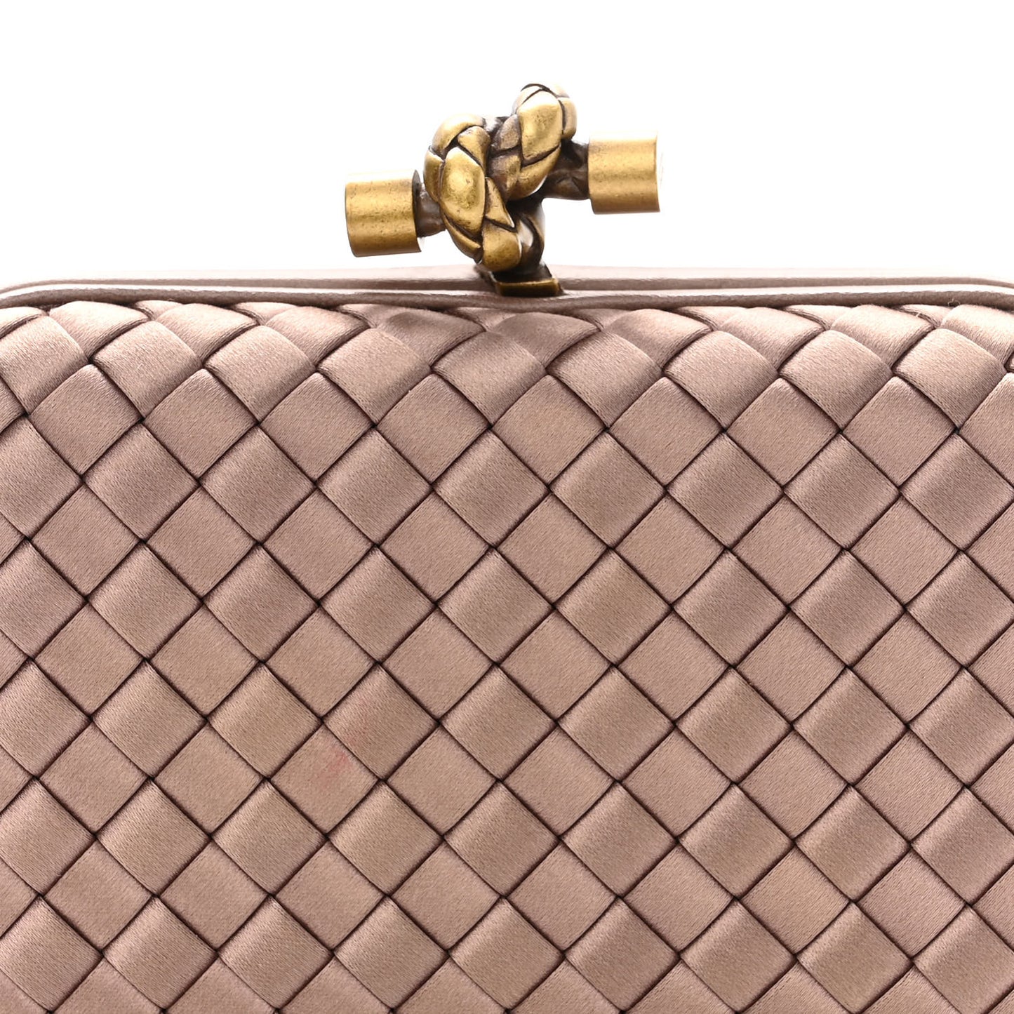 Satin Intrecciato Knot Clutch Nude