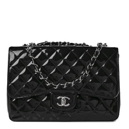 Chanel Patent Quilted Jumbo Single Flap Black 1 of 10