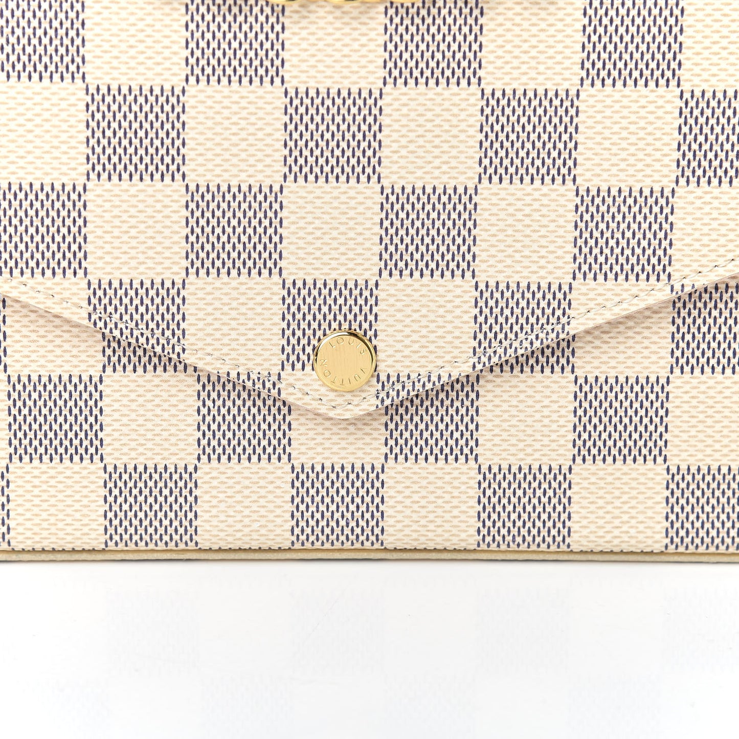 Damier Azur Pochette Felicie Chain Wallet Rose Ballerine