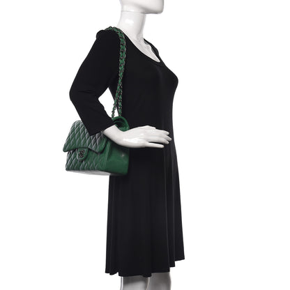 Chanel Caviar Quilted Jumbo Double Flap Green 2 of 16