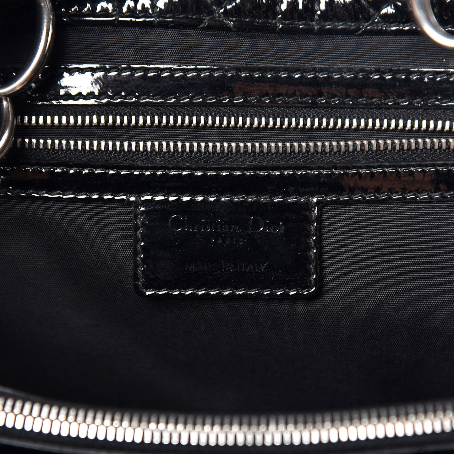 Patent Cannage Large Dior Soft Shopping Tote Black
