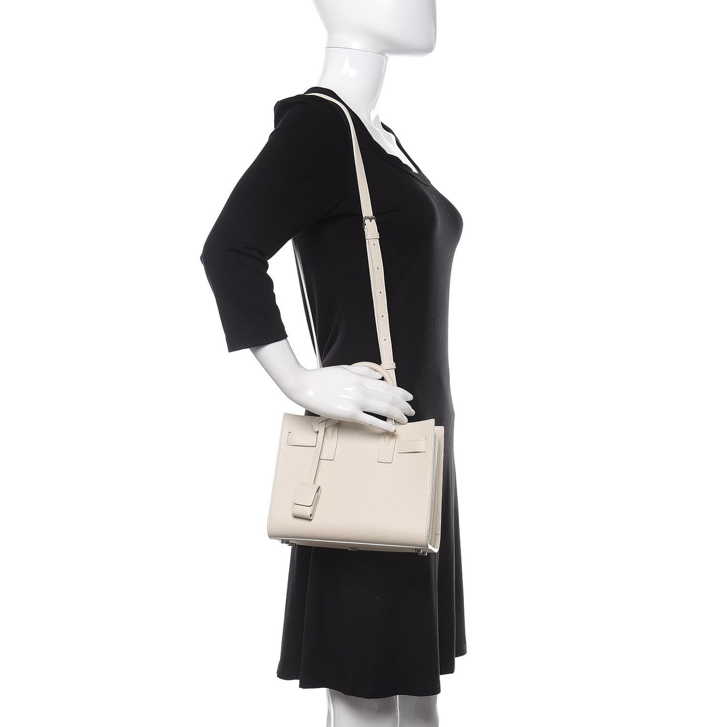 Grained Calfskin Nano Sac de Jour Dove White