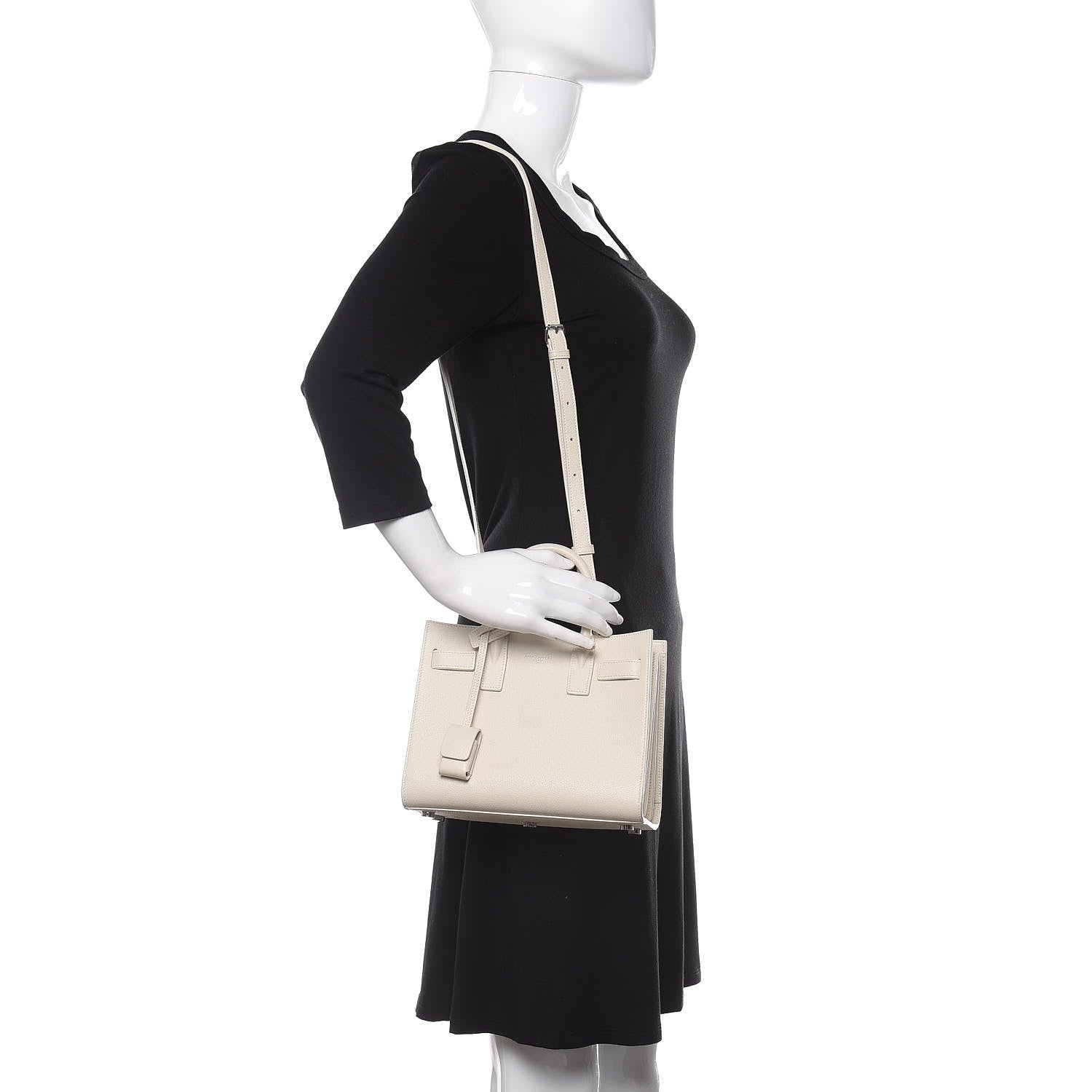 Saint Laurent Grained Calfskin Nano Sac de Jour Dove White 2 of 11