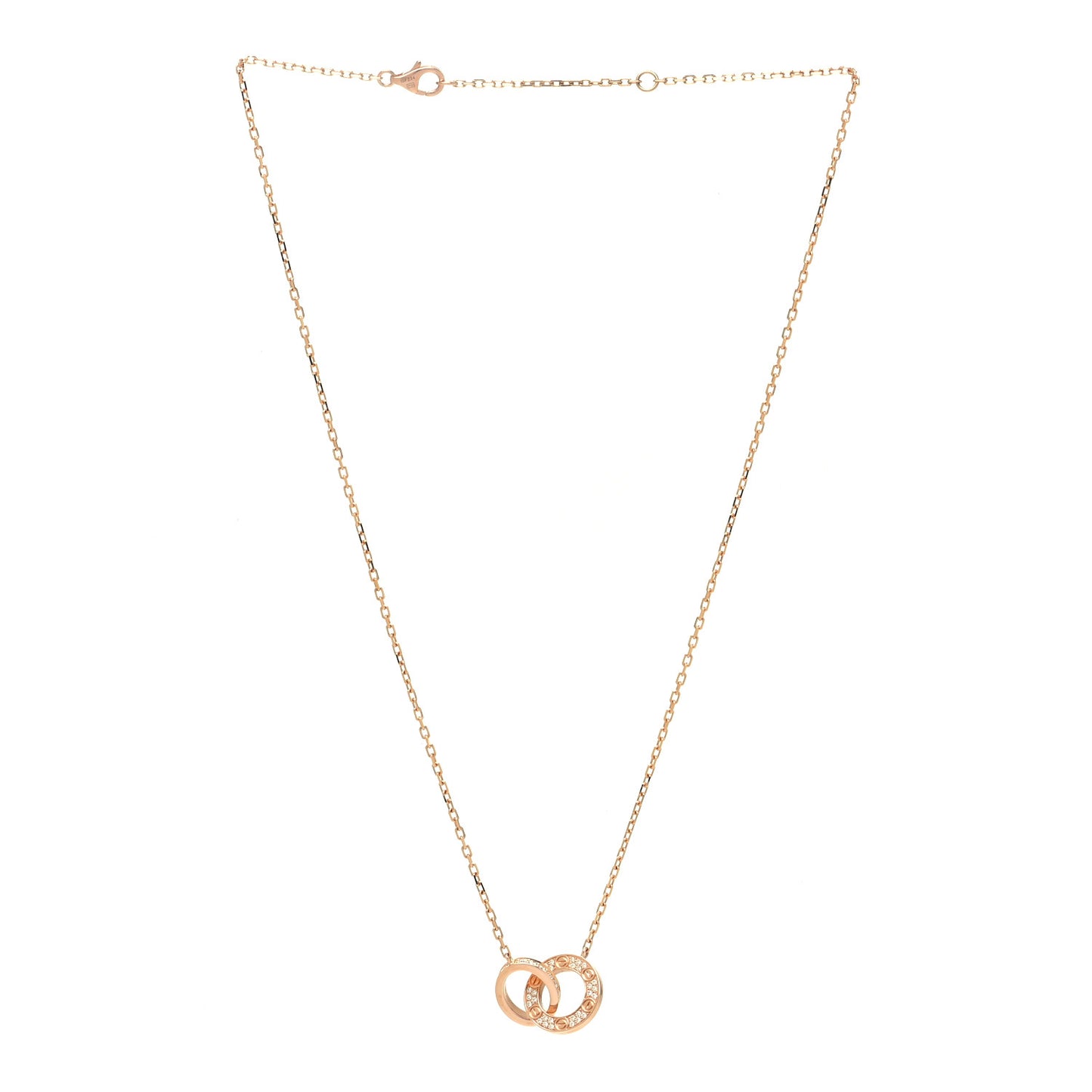 18K Pink Gold Diamond Interlocking LOVE Paved Necklace