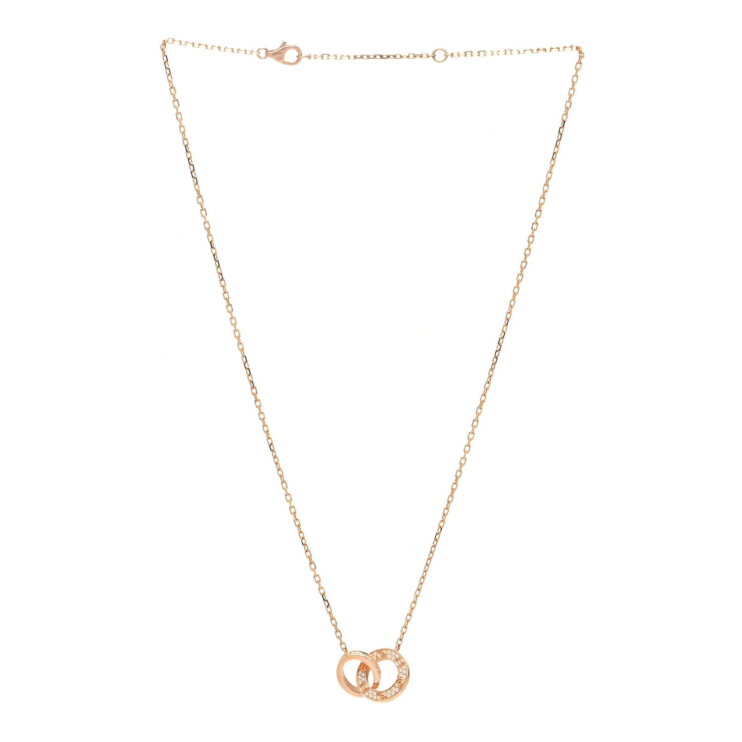 Cartier 18K Pink Gold Diamond Interlocking LOVE Paved Necklace 3 of 5
