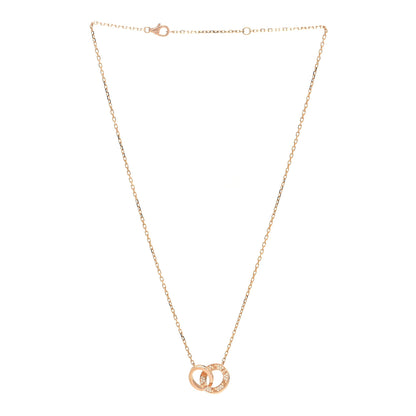 Cartier 18K Pink Gold Diamond Interlocking LOVE Paved Necklace 3 of 5