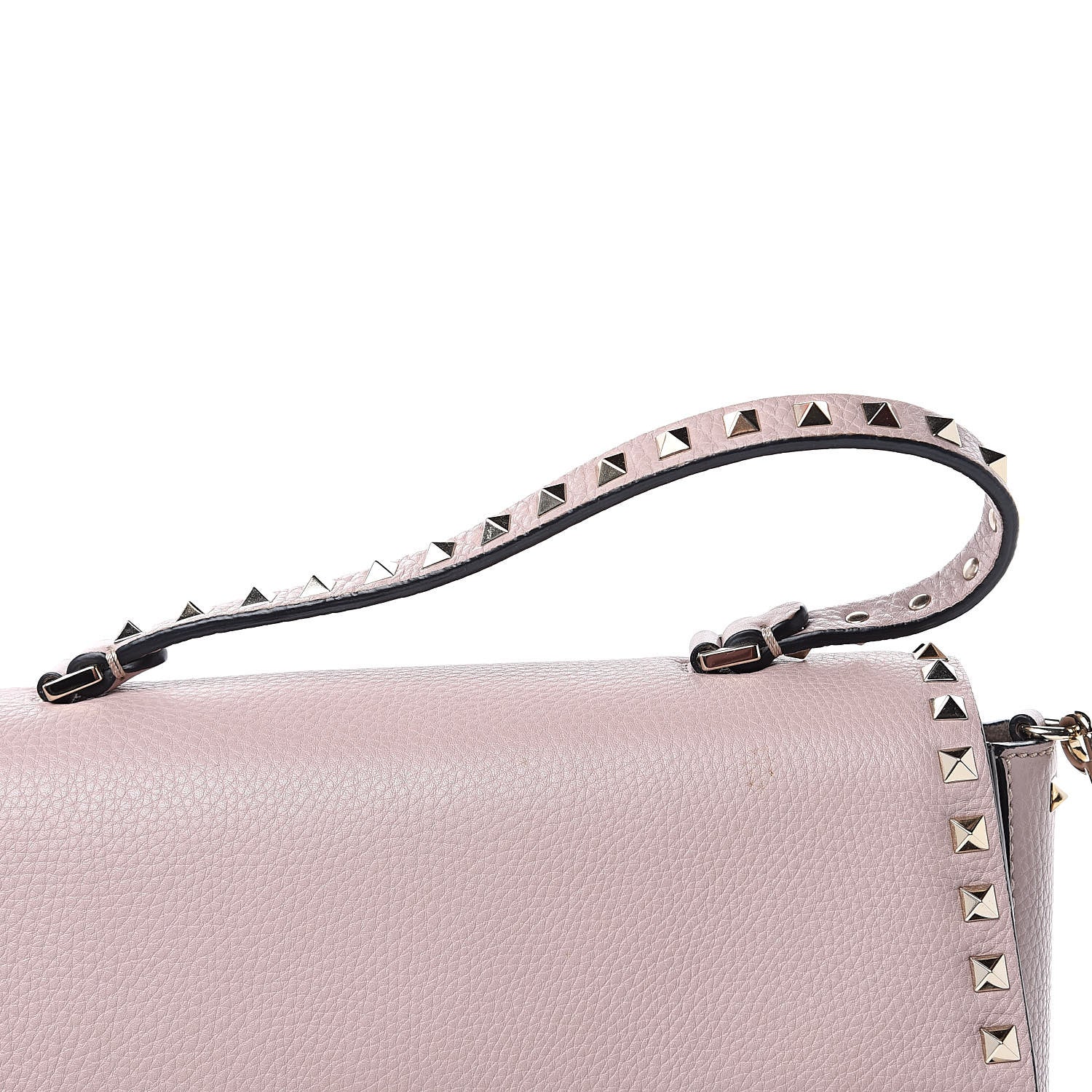 Valentino Garavani Grained Calfskin Rockstud Top Handle Flap Shoulder Bag Poudre 11 of 14