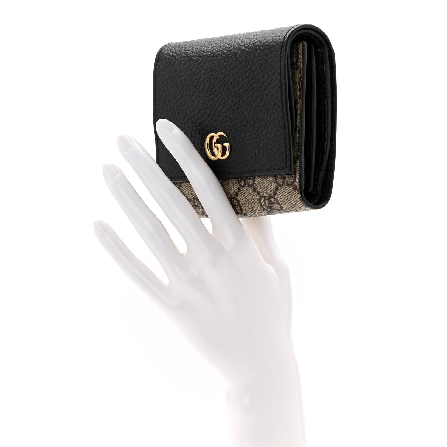 Gucci Dollar Calfskin GG Supreme Monogram Medium GG Marmont Wallet Black Beige Ebony 2 of 8