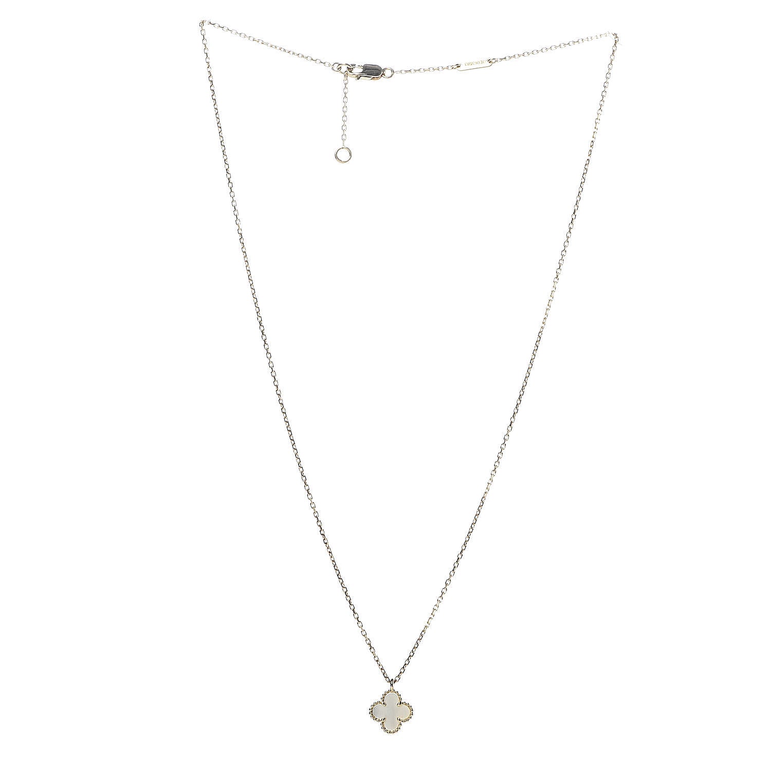 Van Cleef & Arpels 18K Yellow Gold Mother of Pearl Sweet Alhambra Pendant Necklace 3 of 8