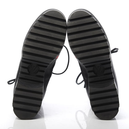 Louis Vuitton Suede Calfskin Damier Azur Overcloud Platform Desert Boots 36.5 Black 5 of 8