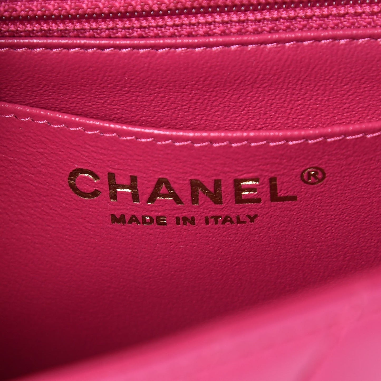Lambskin Chevron Quilted Mini Square Flap Fuchsia