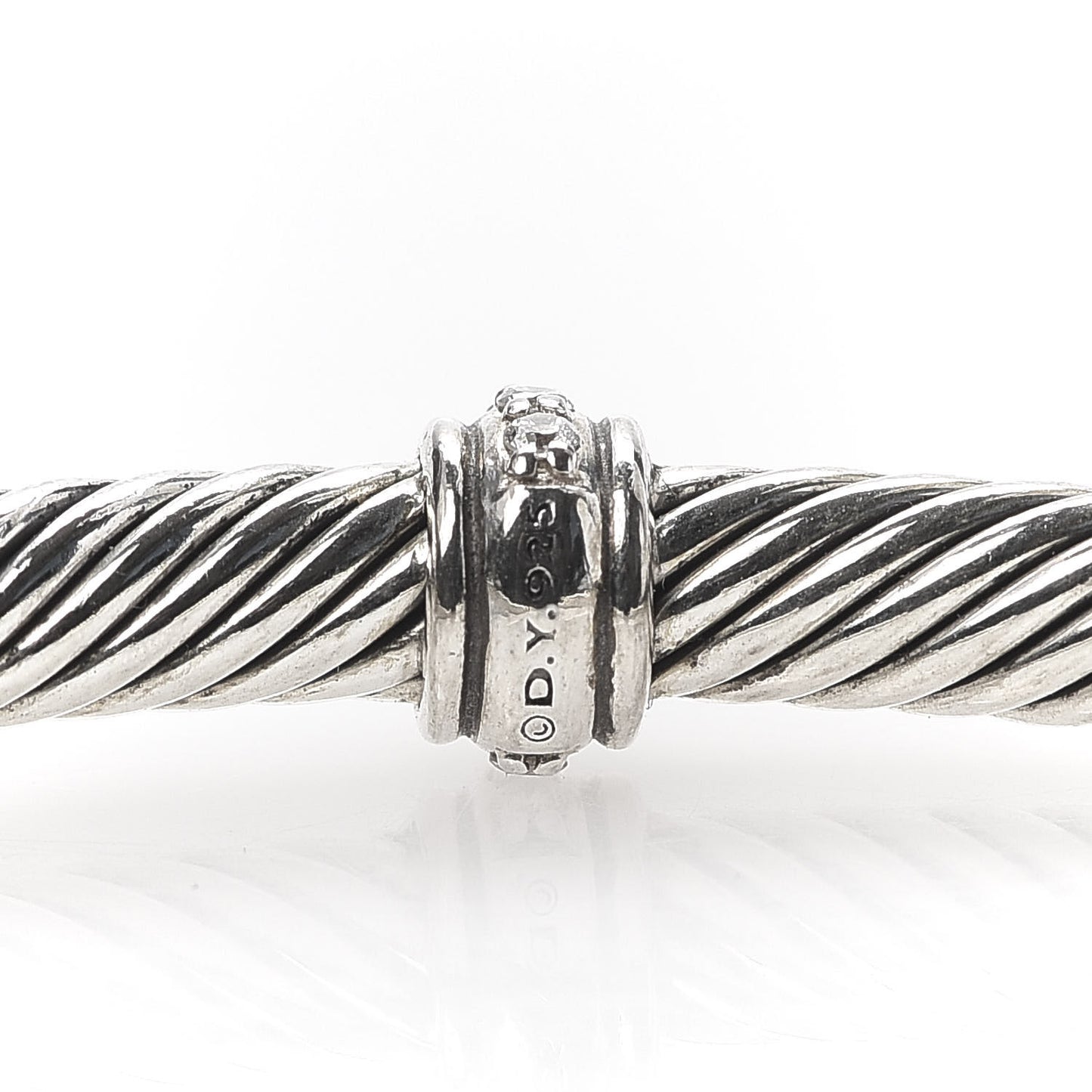 Sterling Silver Diamond 4mm Cable Classics Center Station Bracelet