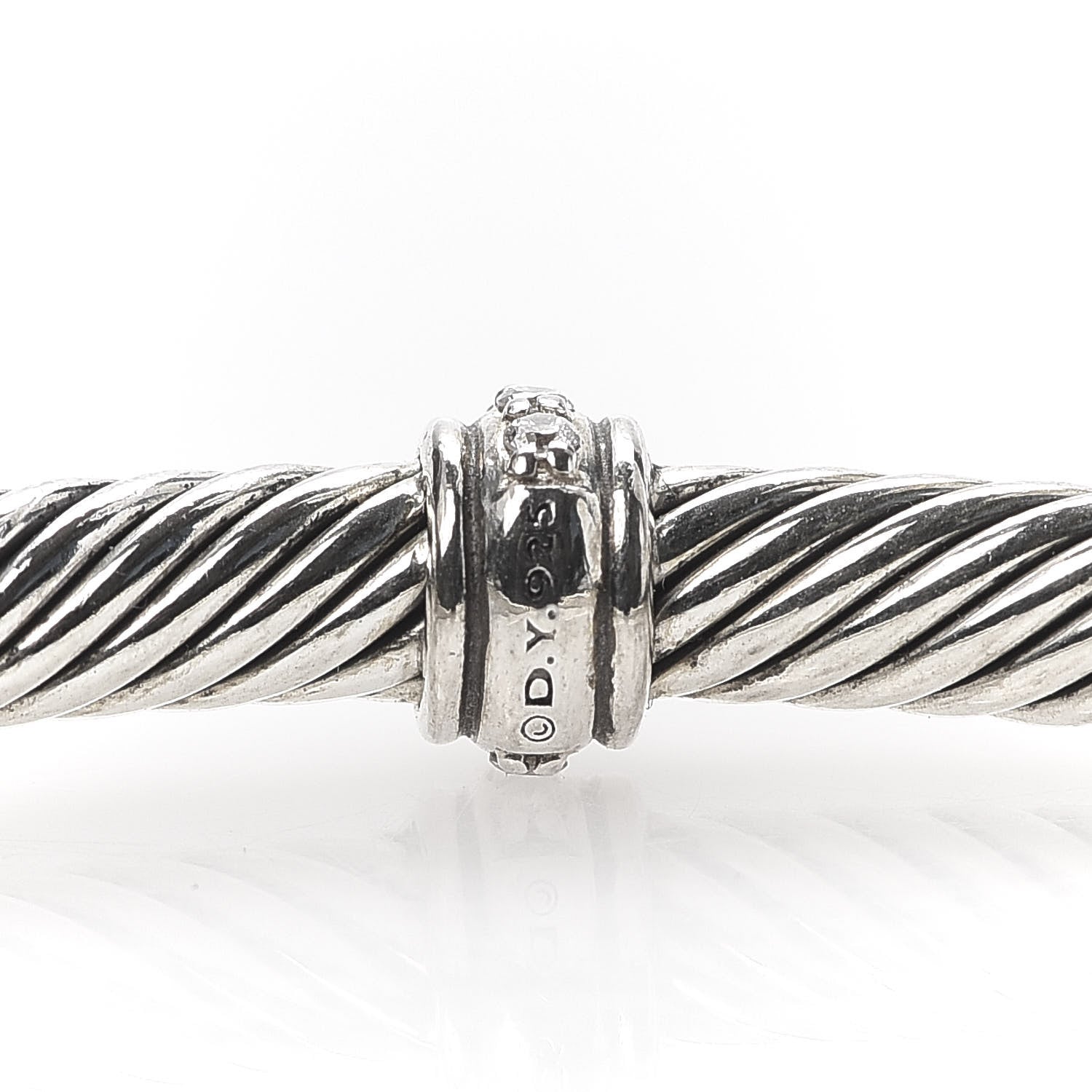David Yurman Sterling Silver Diamond 4mm Cable Classics Center Station Bracelet 4 of 4