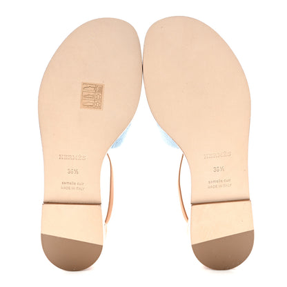 Hermes Denim Santorini Sandals 36.5 Bleu Clair 5 of 9