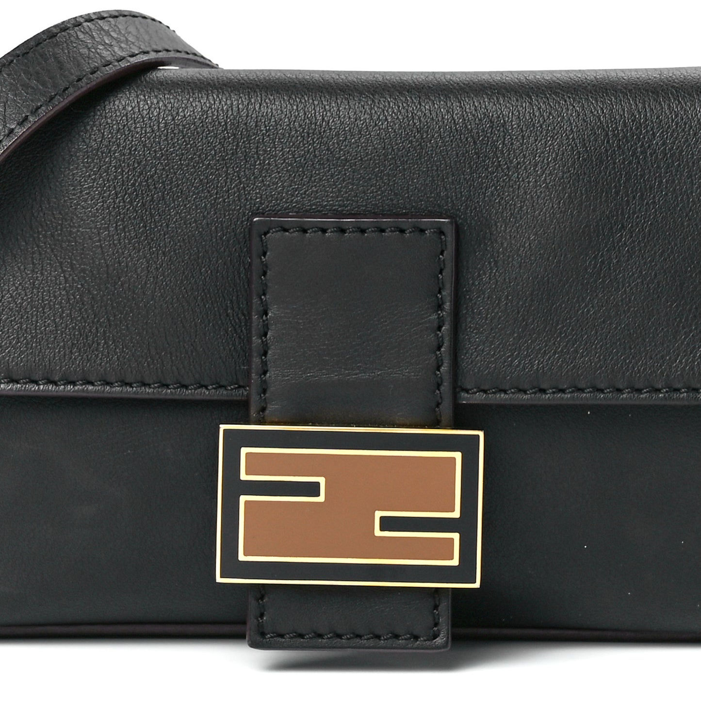 Vitello Flamingo Enamel Baguette Black