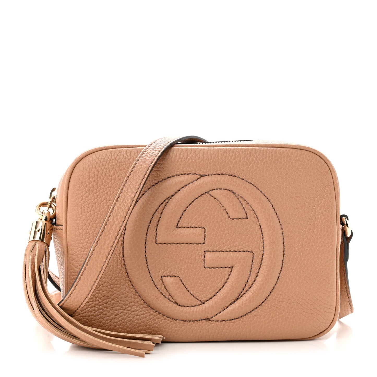 Pebbled Calfskin Small Soho Disco Bag Camelia