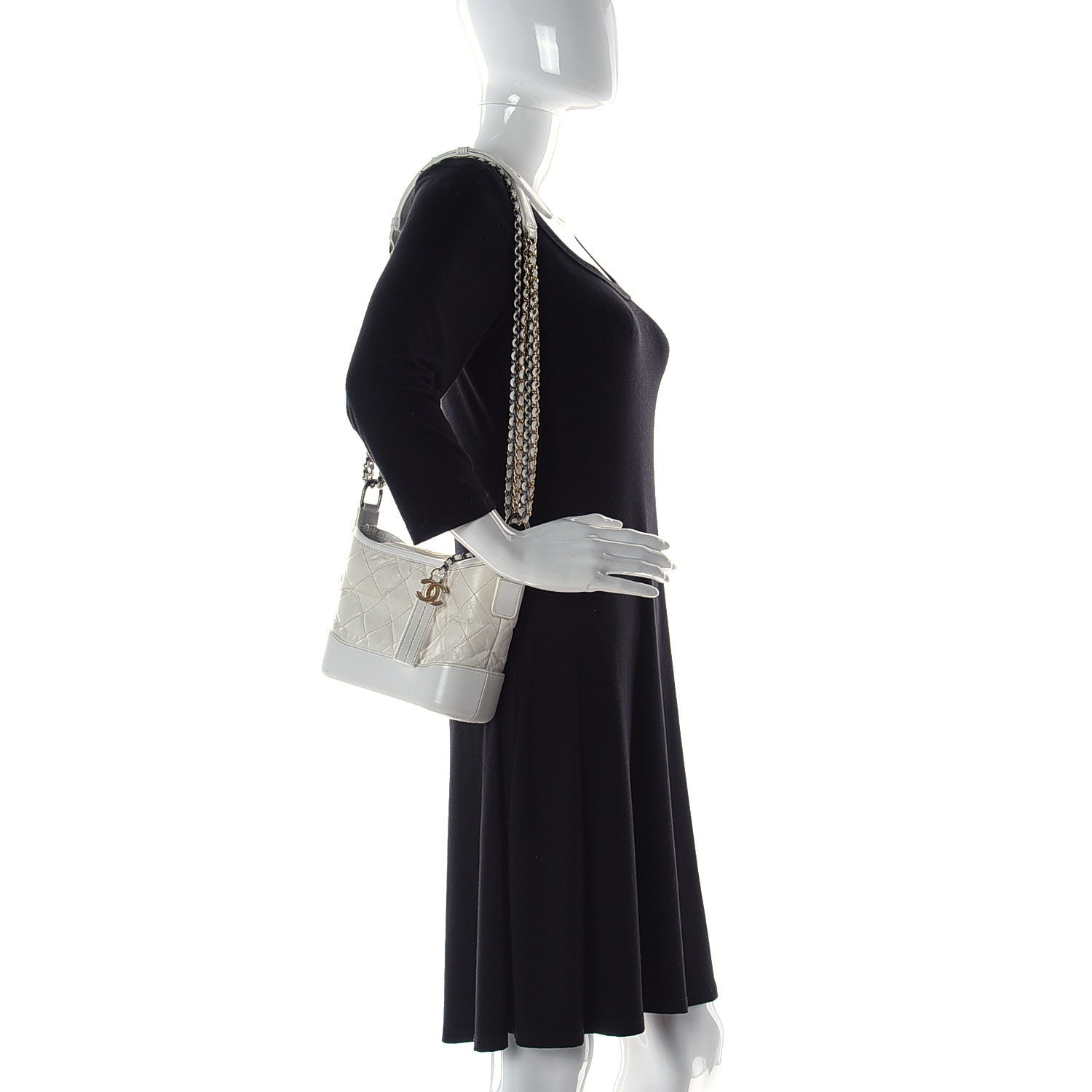 Chanel Aged Calfskin Quilted Small Gabrielle Hobo White 3 of 16