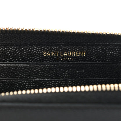 Saint Laurent Grain De Poudre Monogram Zip Around Wallet Black 6 of 11