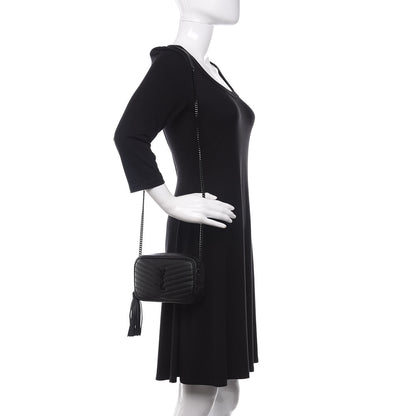 Saint Laurent Grain De Poudre Matelasse Monogram Mini Lou Camera Bag Black 2 of 12