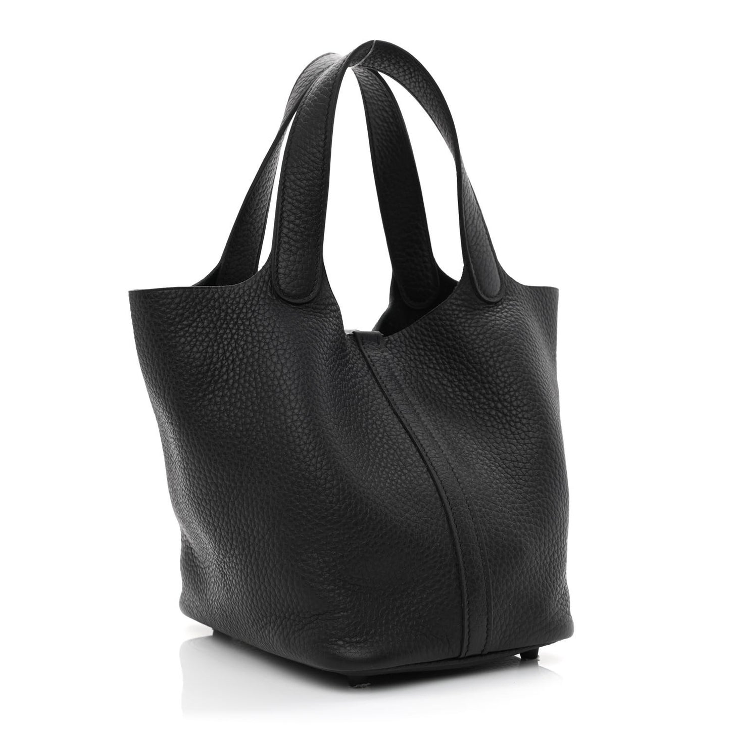 Taurillon Clemence Monochrome Picotin Lock 18 PM Black