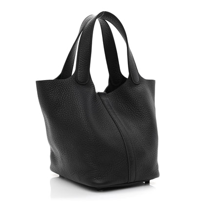 Hermes Taurillon Clemence Monochrome Picotin Lock 18 PM Black 3 of 10