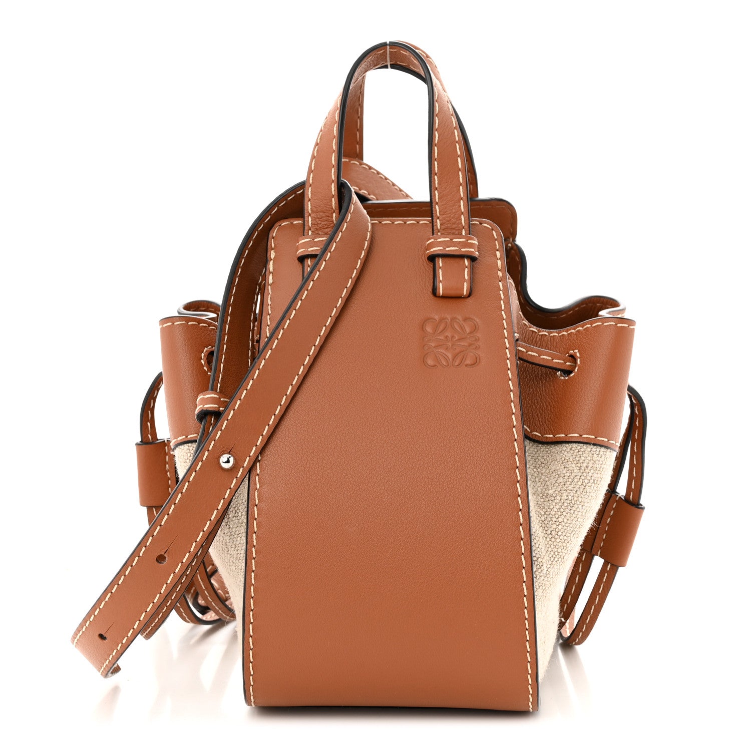 Loewe Calfskin Canvas Mini Hammock Shoulder Bag Natural Tan 1 of 10