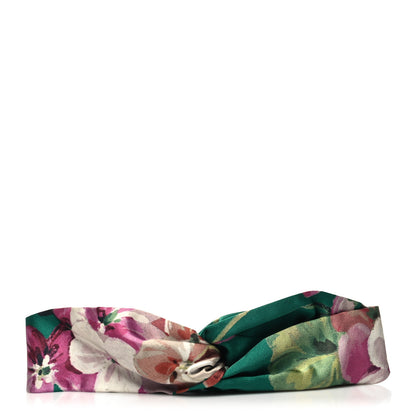 Gucci Silk Blooms Print Duchesse Headband Grass 1 of 5