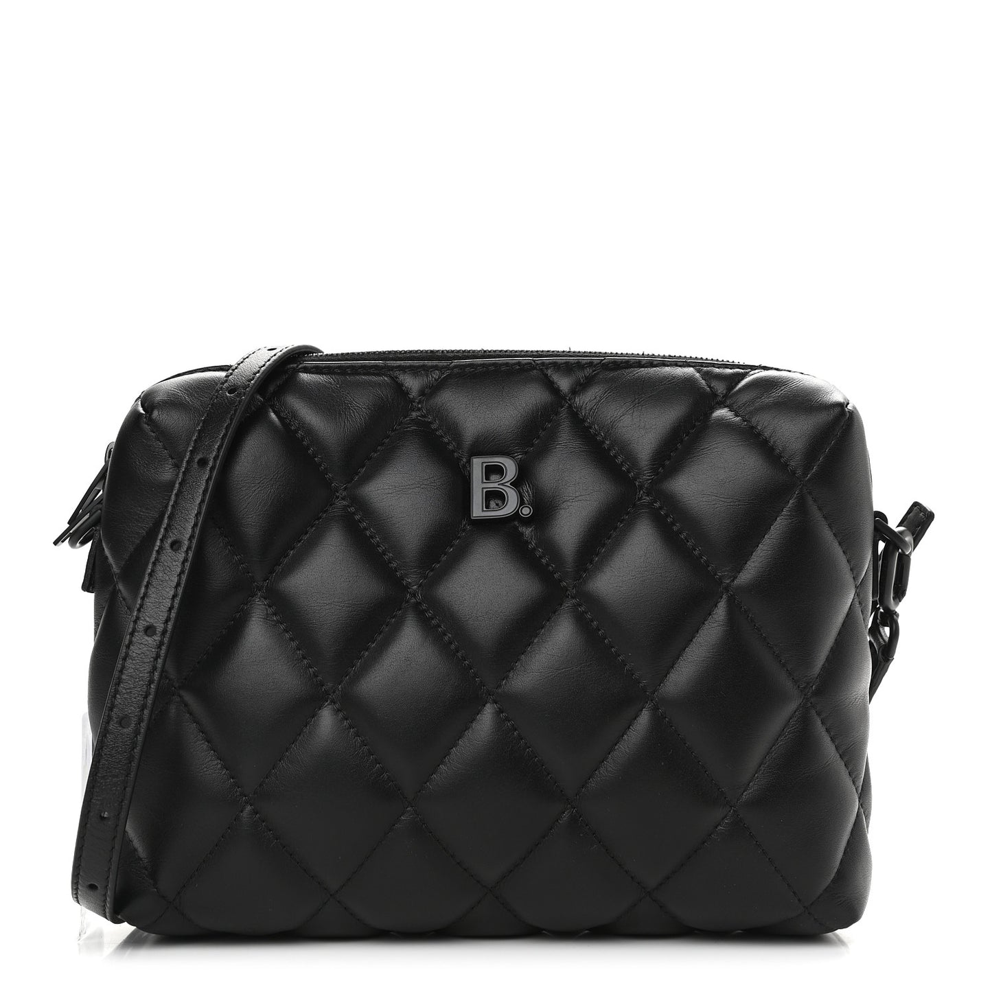 Nappa Calfskin Quilted Touch B Camera Shoulder Bag Black