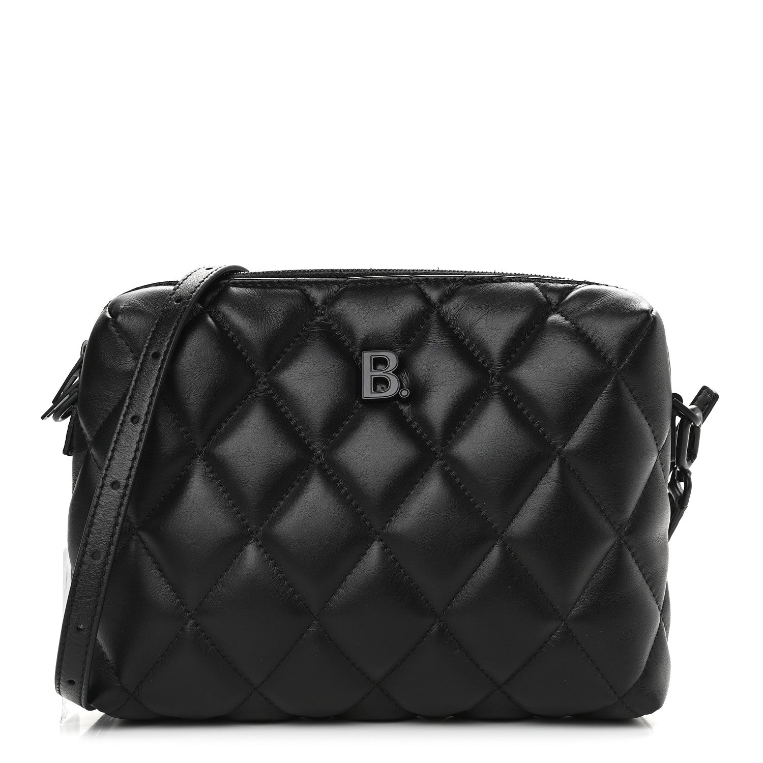 Balenciaga Nappa Calfskin Quilted Touch B Camera Shoulder Bag Black 1 of 8
