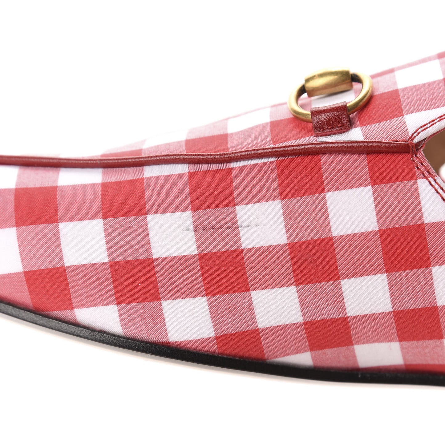 Cotton Gingham Womens Princetown Slippers 39 White Red