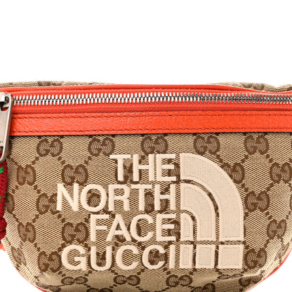 Gucci X THE NORTH FACE Monogram Textured Dollar Calfskin Embroidered Belt Bag Beige Ebony Mystic White Deep Orange 9 of 11