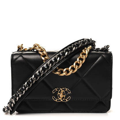 Chanel Lambskin Quilted Chanel 19 Wallet On Chain WOC Black 1 of 12
