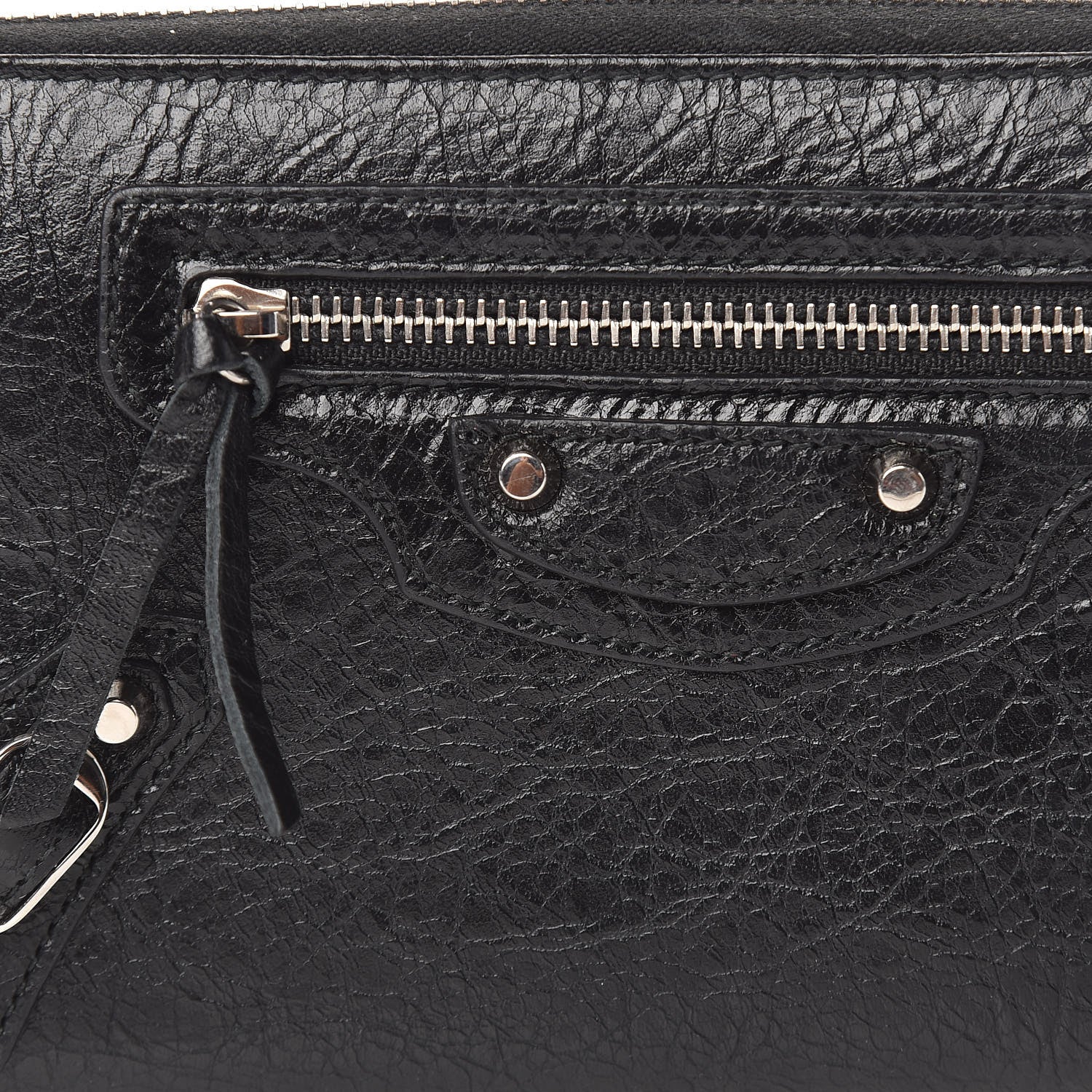 Balenciaga Agneau Classic Silver Hardware Continental Zip Around Wallet Black 8 of 9