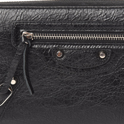 Balenciaga Agneau Classic Silver Hardware Continental Zip Around Wallet Black 8 of 9