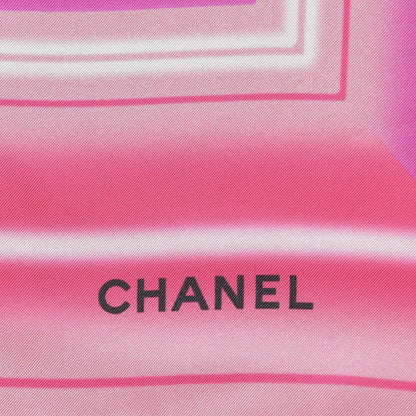 Chanel Silk Square Scarf CC Pink Black 3 of 5