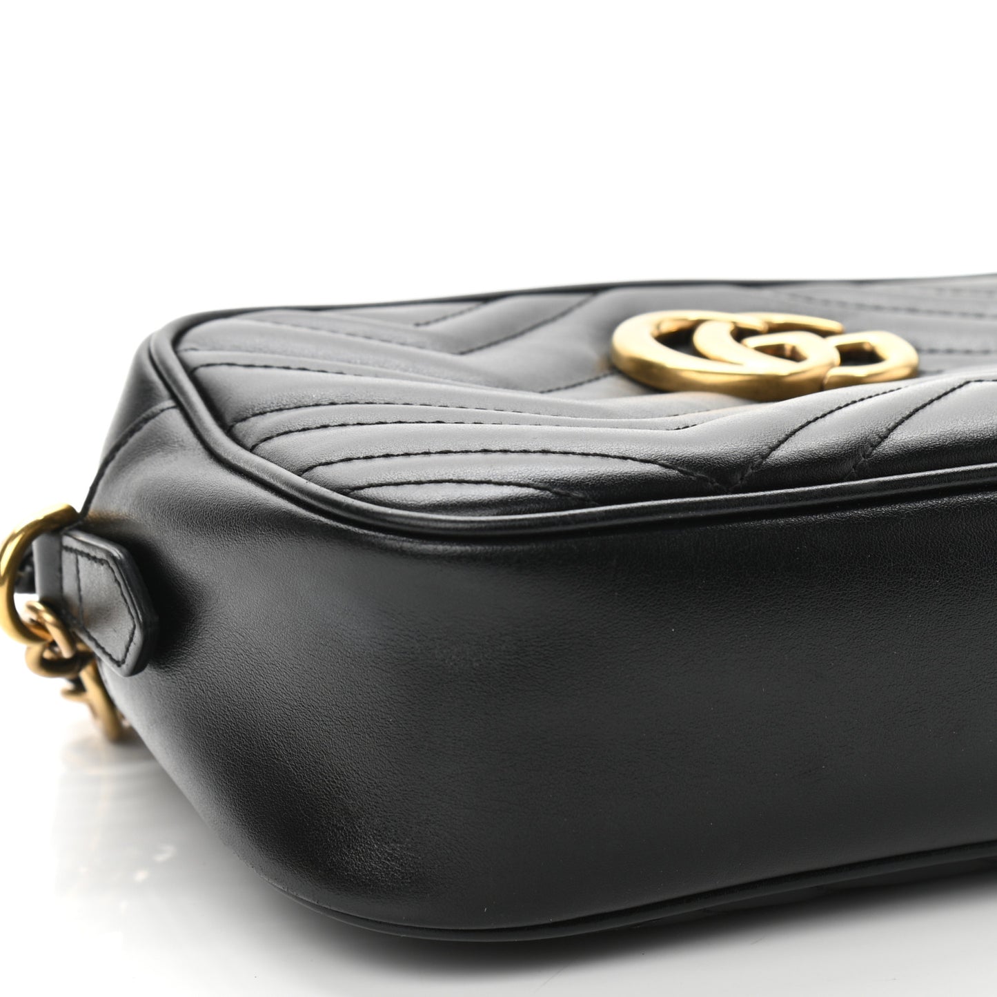 Calfskin Matelasse Small GG Marmont Chain Shoulder Bag Black