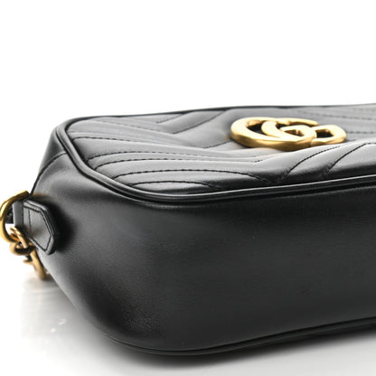 Gucci Calfskin Matelasse Small GG Marmont Chain Shoulder Bag Black 9 of 10