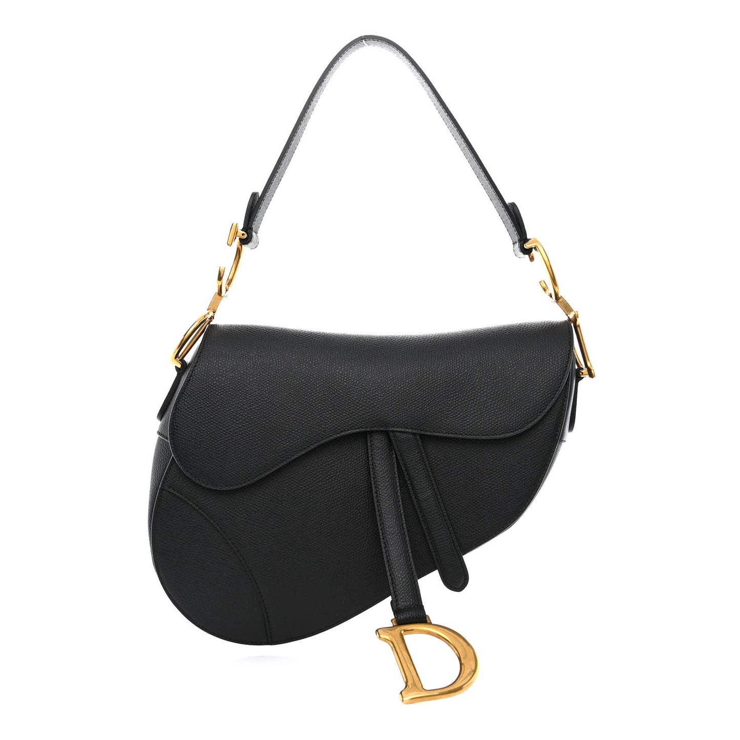 Grained Calfskin Saddle Bag Black