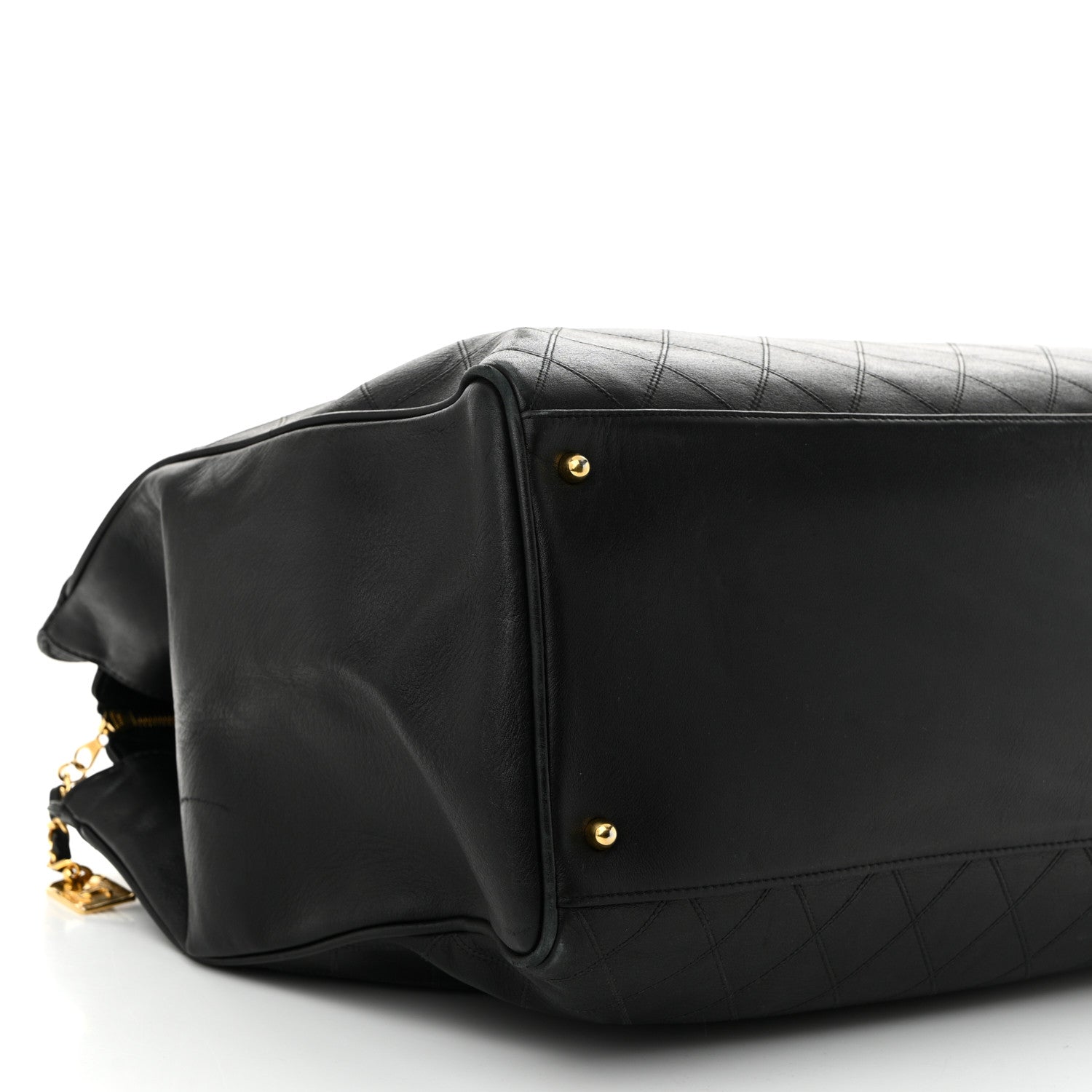 Chanel Calfskin Stitched XL Weekender Black 9 of 13