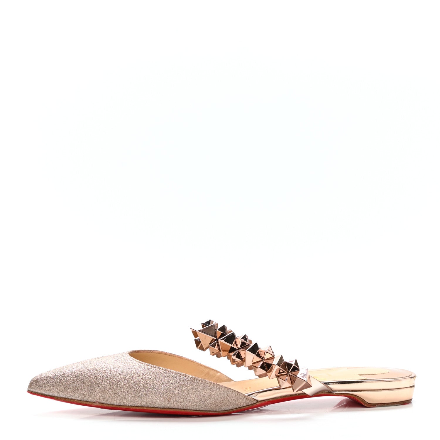 Christian Louboutin Mini Glitter Planet Choc Flat Mules 37 Courtisane Pink Bronze 1 of 8