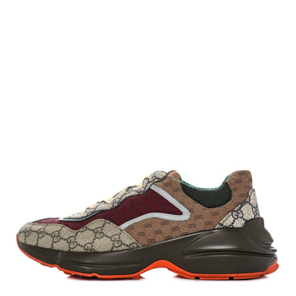 Gucci GG Supreme Monogram Mix Monogram Womens Rhyton Sneakers 42 Bordeaux Beige Ebony 1 of 8