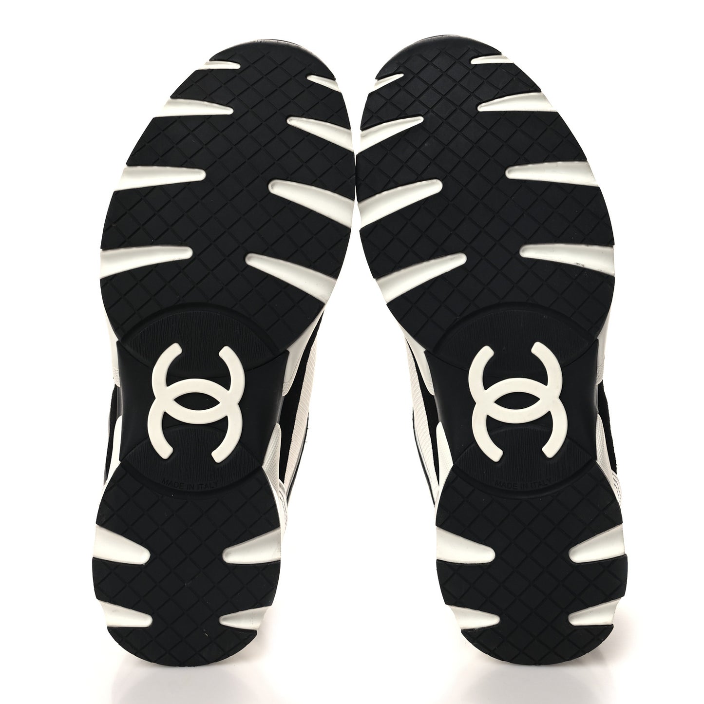 Mesh Suede Calfskin Grained Calfskin Womens CC Sneakers 38.5 Black White Silver