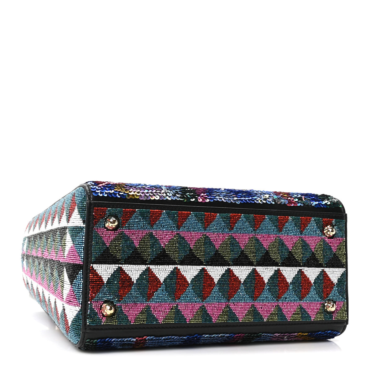 Christian Dior X OLGA TITUS Lambskin Sequin Beaded Medium Lady Dior Art Black Multicolor 4 of 10