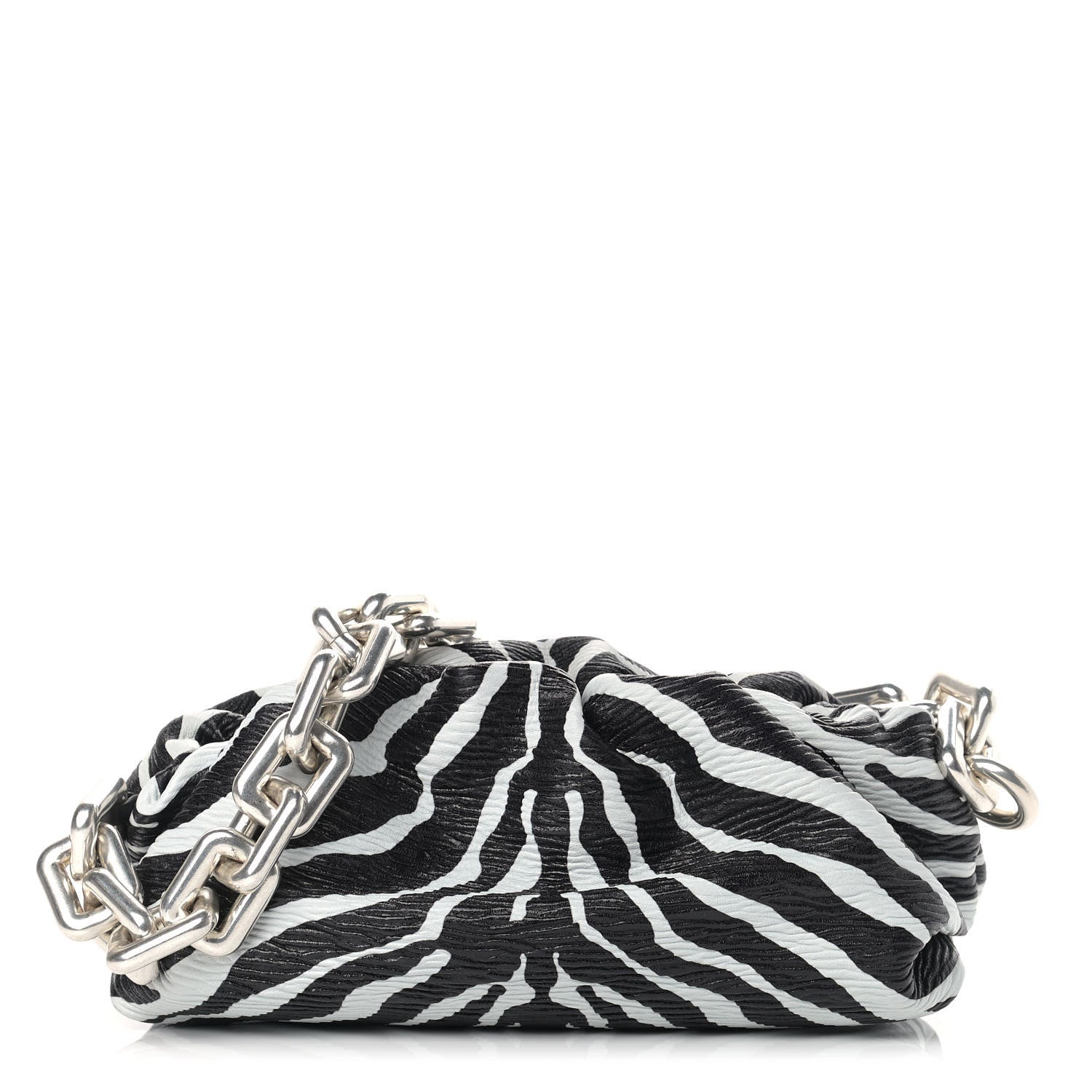 Bottega Veneta Nappa Zebra Print The Pouch Chain White Black 1 of 9