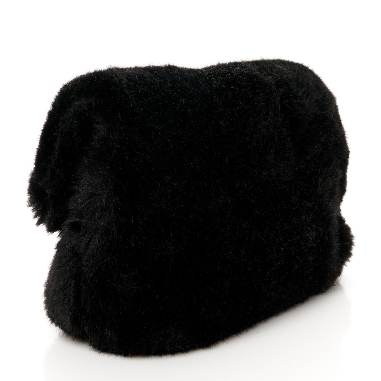 Faux Fur Pin Clutch Black
