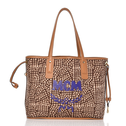 MCM Visetos Medium Liz Reversible Shopper Tote Cognac 3 of 10